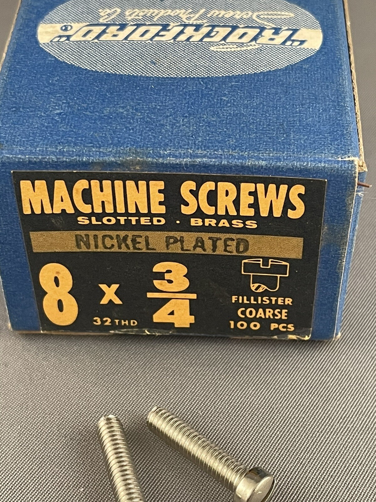Machine Screws 8 X 3/4 Slotted Fillister Brass Nickel Plated By Rockford 100 pcs