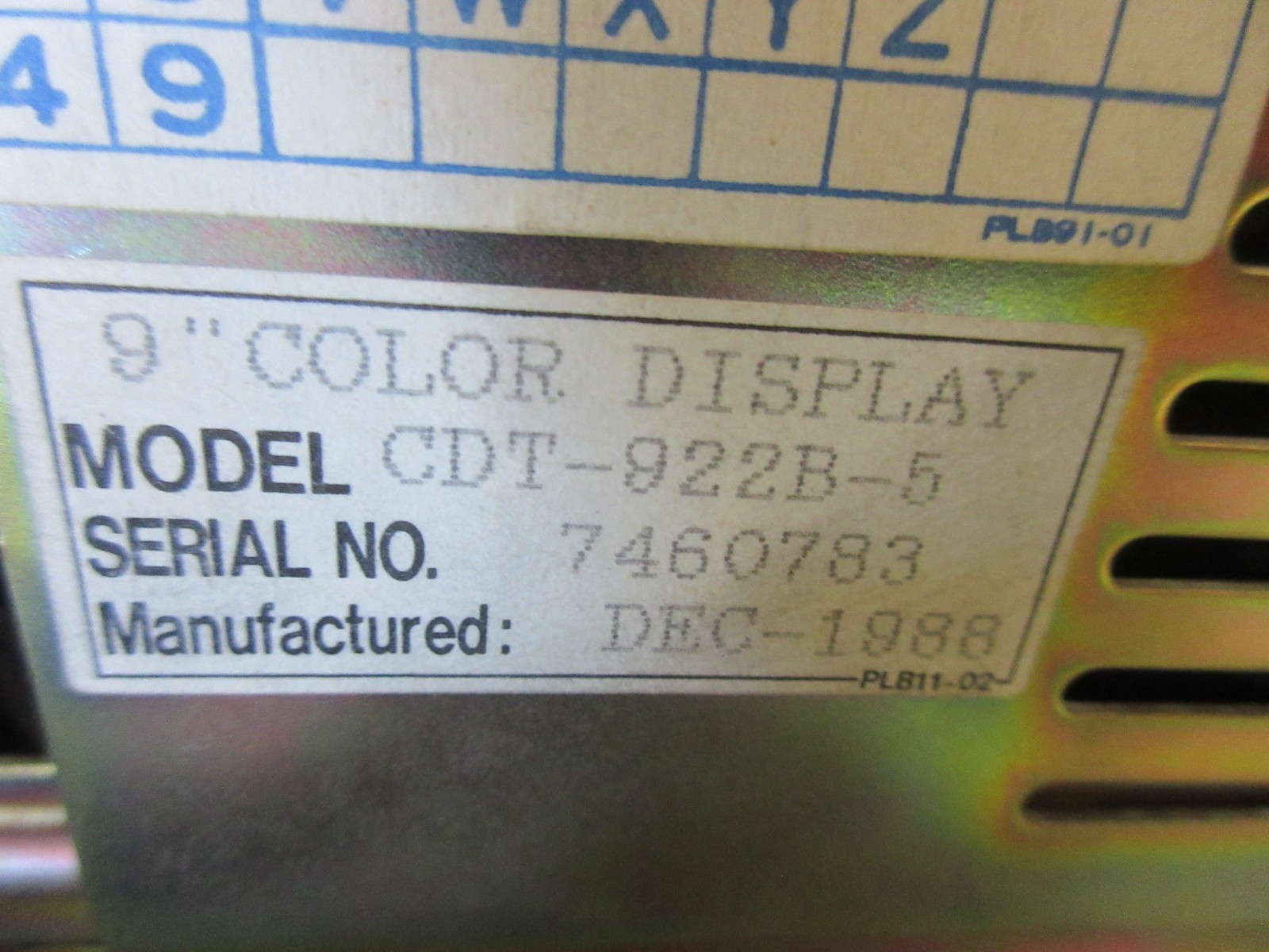 TOTOKU 9″ COLOR DISPLAY MONITOR MODEL CDT-922B-5 WARRANTY