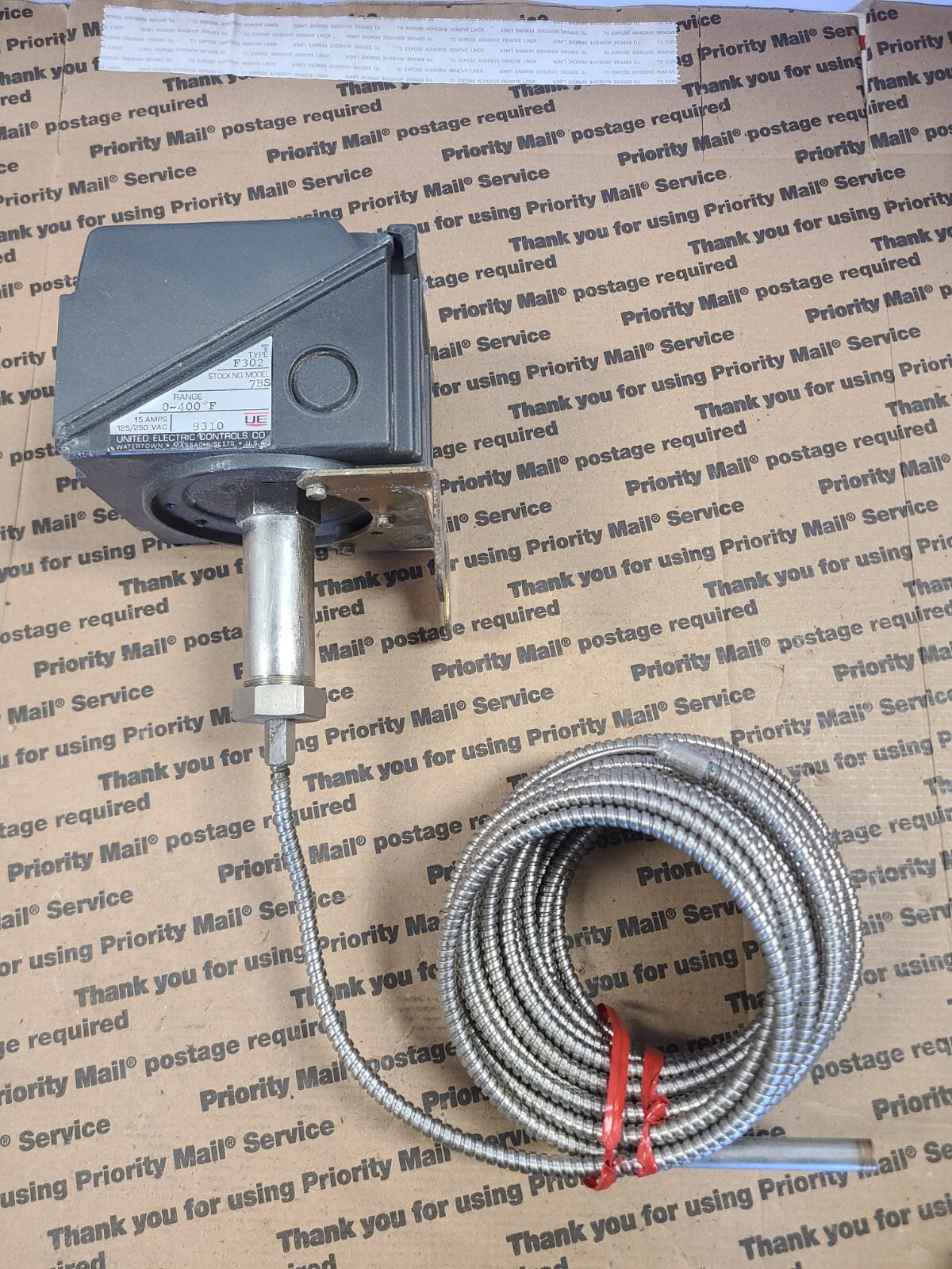 UNITED ELECTRIC TEMPERATURE SENSOR, F302, 7BS, 0 – 400F