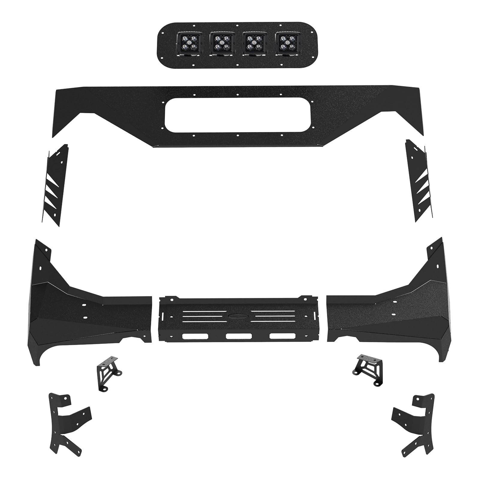 JK Wrangler 2007-2018 Windshield Frame Cover Sun Visor Cowl Armor 4X LED Lights