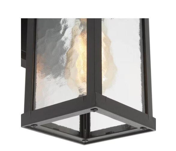 LNC 1-Lt Black Modern Farmhouse Outdoor Wall Lantern Sconce w/ Water Glass Shade