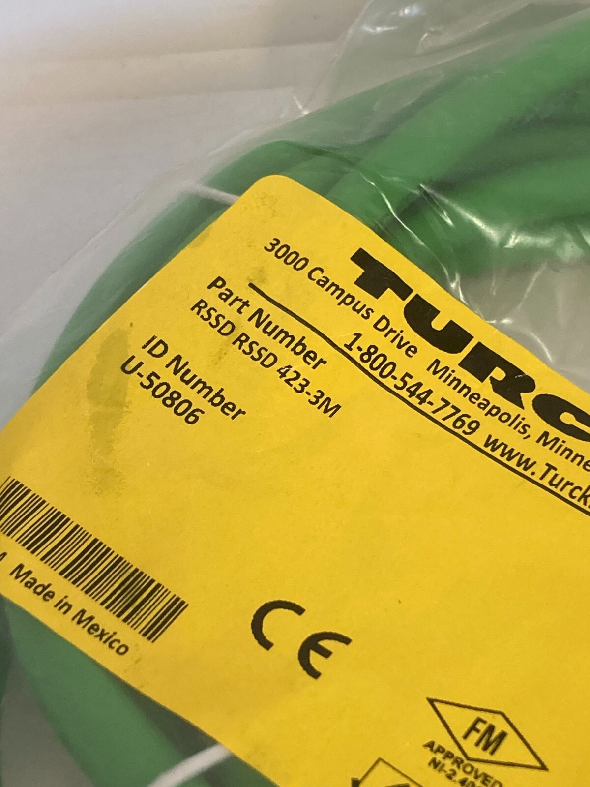 TURCK RSSD RSSD 423-3M (U-50806) ETHERNET CABLE DOUBLE ENDED 24V 4 PIN NIB