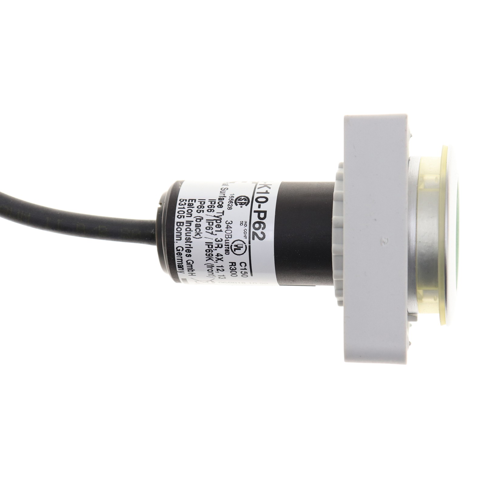 EATON C30C-FD-G-K10-P62 PUSHBUTTON C30, FLAT, MOMENTRAY, 1 N/O, 4-POLE, GREEN