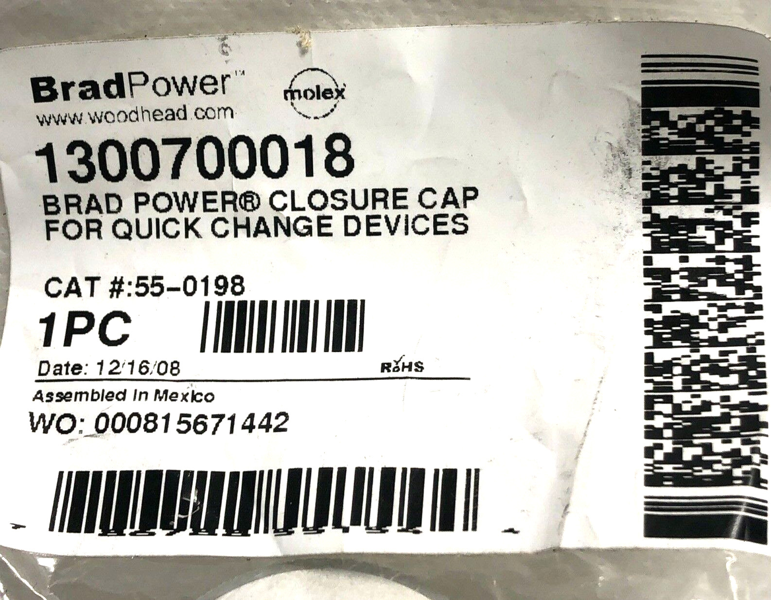 Brad Power 1300700018 Quick Change Closure Cap, new (T)