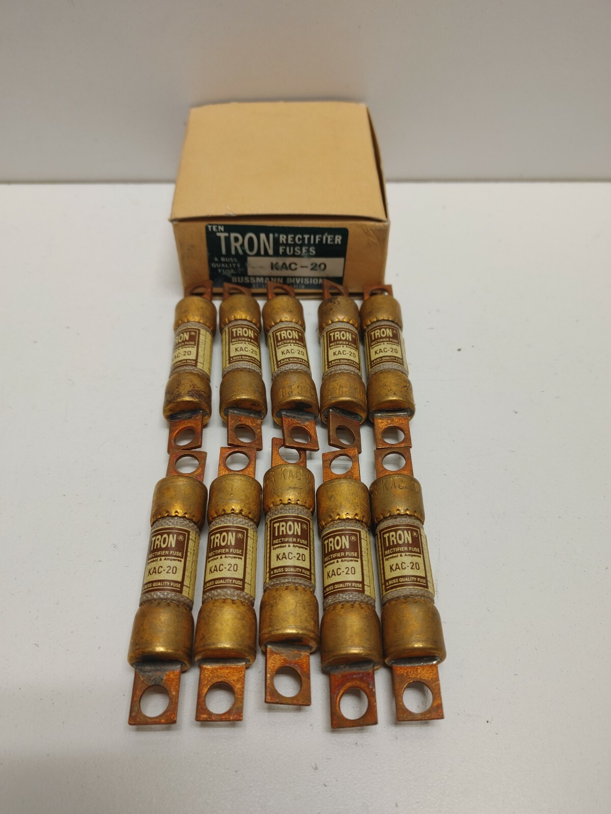 LOT OF 10 NEW OLD STOCK! BUSSMANN TRON 20A 600V RECTIFIER FUSES KAC-20