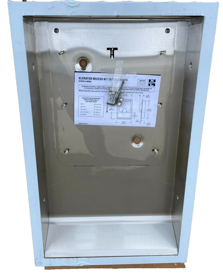 New Excel 40502 Recessed Wall Box Assembly XL (XL14) Hand Dryer Stainless Steel