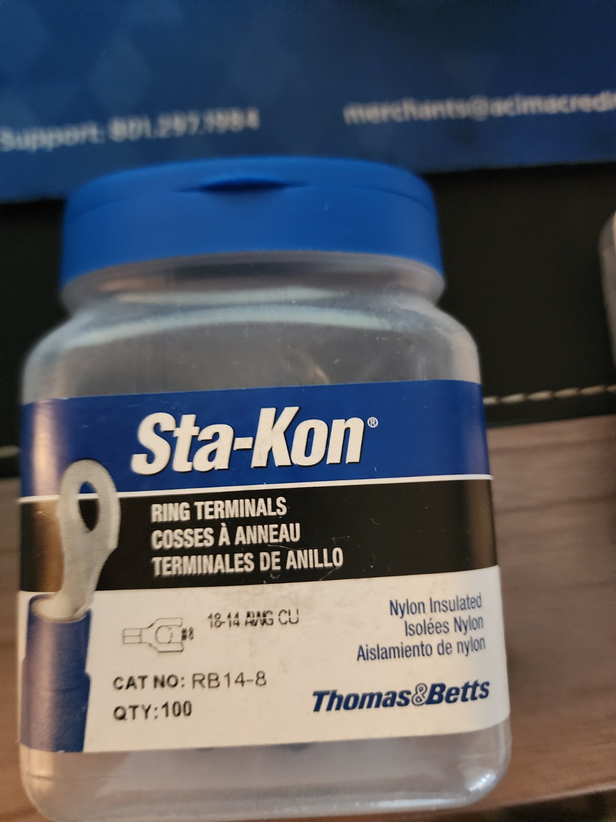 Sta-Kon Rb14-8F Fork Terminal, #8 Stud Size, 14 Awg, 600 V, Nylon Insulated,