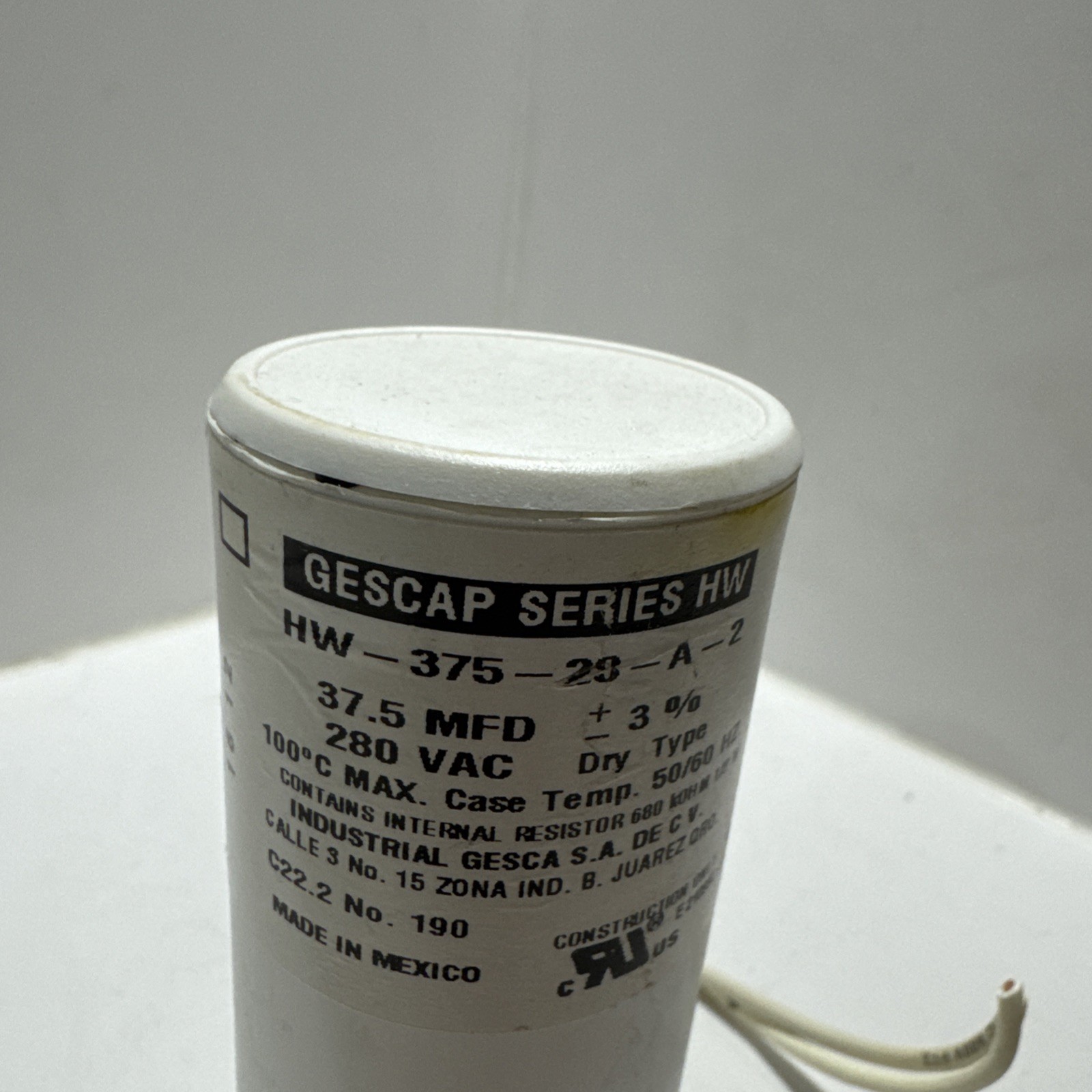 GesCap Series HW HW-375-28-A-2 37.5MFD 280VAC Capacitor *FREE SHIPPING*