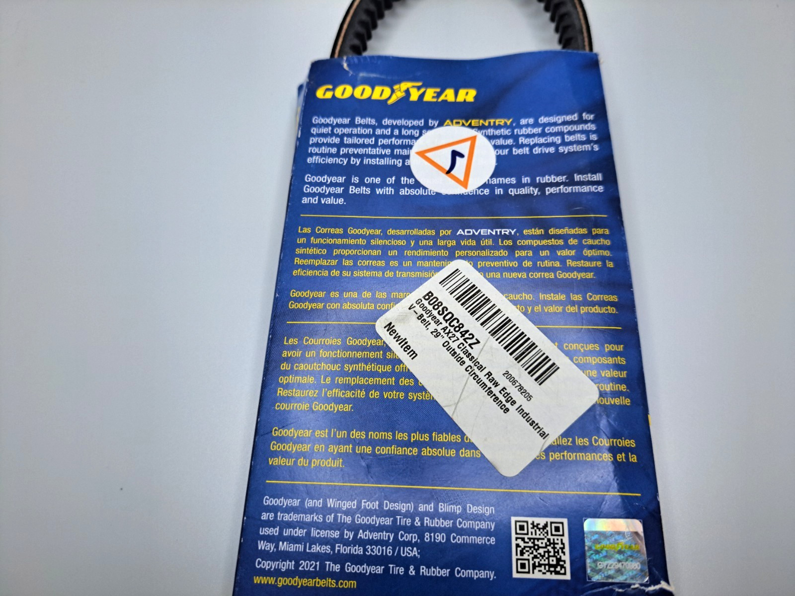 AX27 Goodyear Classic Cogged V-Belt 29″ Effective Length