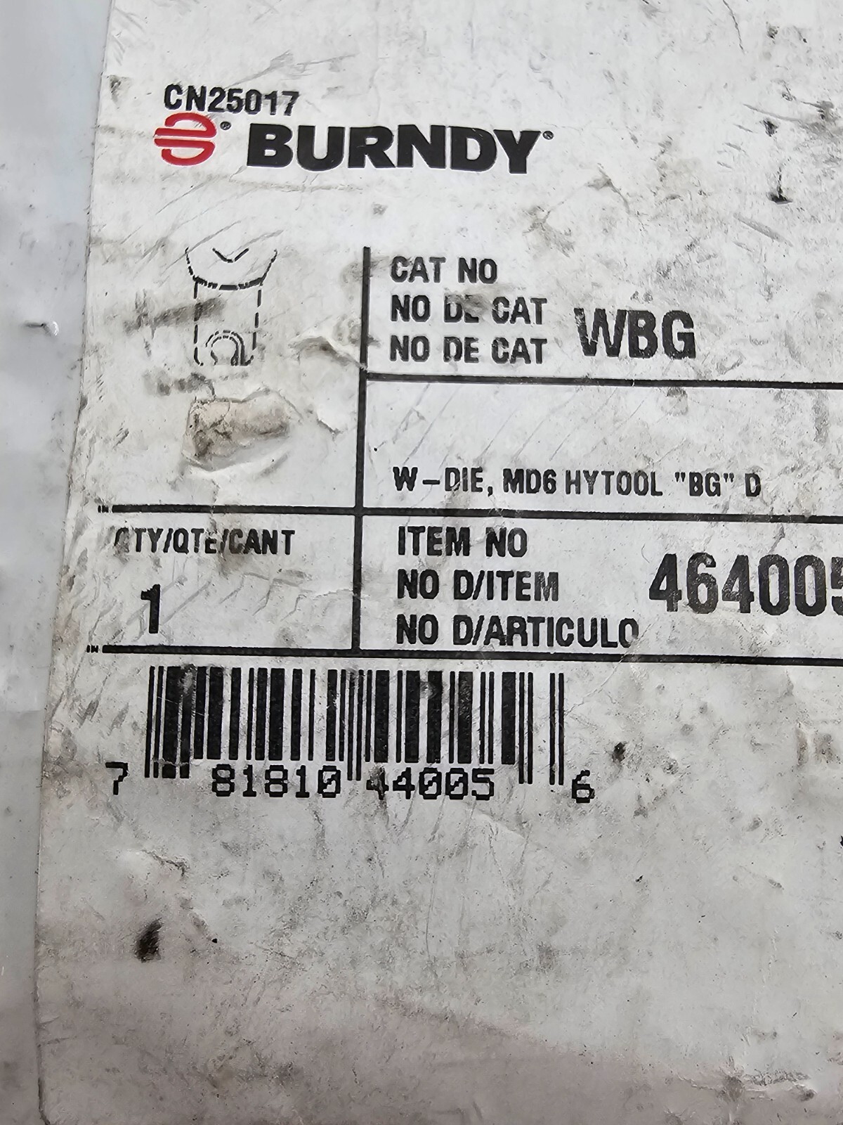 Burndy Upper and Lower Crimping Die 6 to 1/0 AWG Aluminum/6 to 4/0 AWG 464005