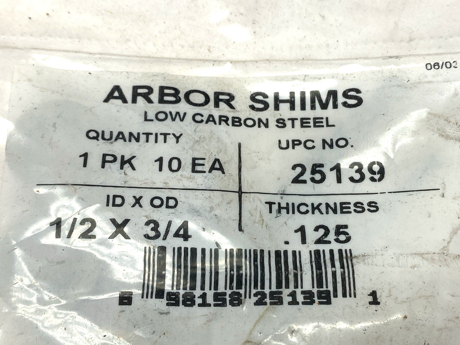 Precision Brand 25139 Arbor Shims 1/2″ x 3/4″ .125 Thickness PACKAGE OF 10