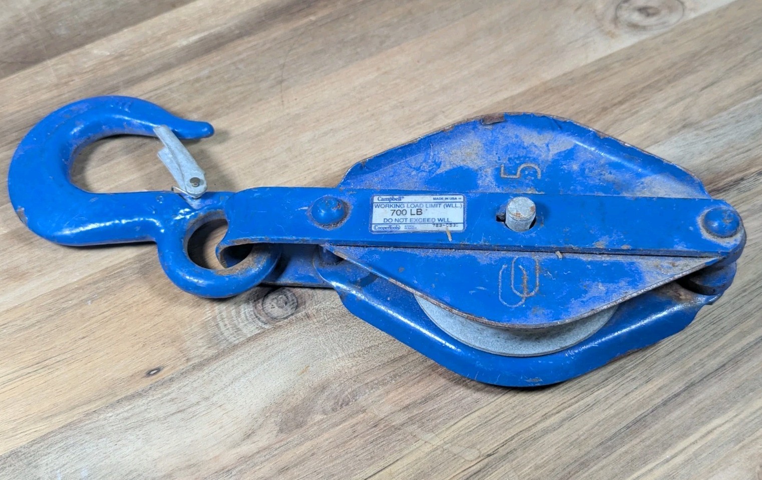 700lb Metal Pulley – CooperTools Campbell with Snap Hook
