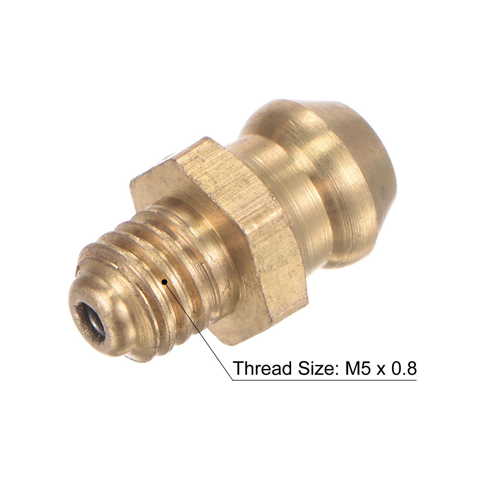 5pcs Brass Straight Hydraulic Grease Fitting Accessories M5 x 0.8mm Thread