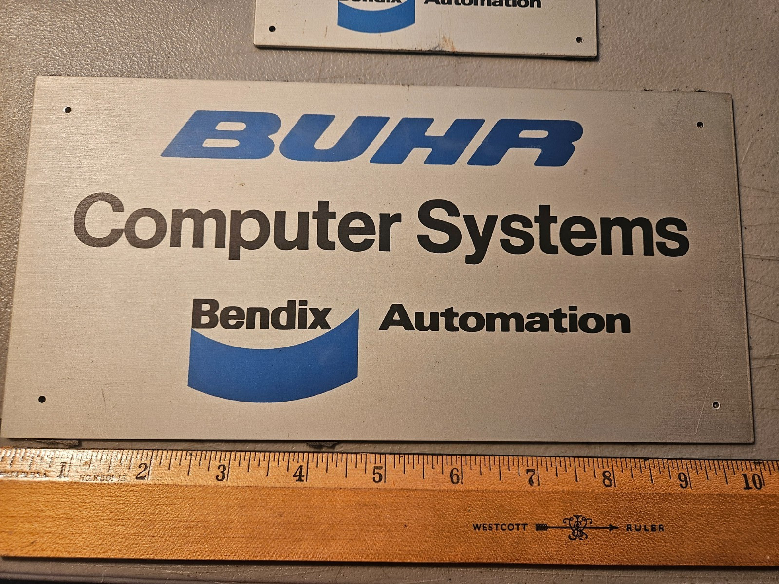 2 – BUHR COMPUTER SYSTEMS BENDIX AUTOMATION EMBLEMS / SIGNS 1-1-X5″ & 1-5X2.5″