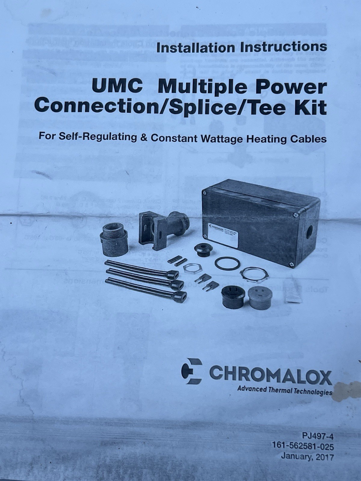 Chromalox UMC Multiple Power Connection Splice Tee Kit for Heat Trace Cables NEW