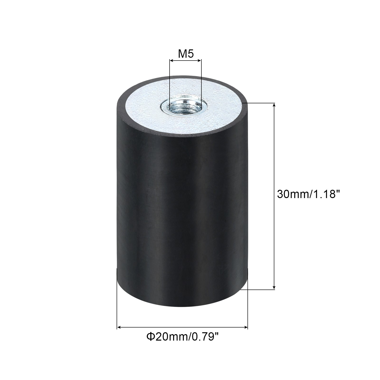 8Pcs 20 x 30mm M5 Thread Female Rubber Mounts, Silent Block Base Block