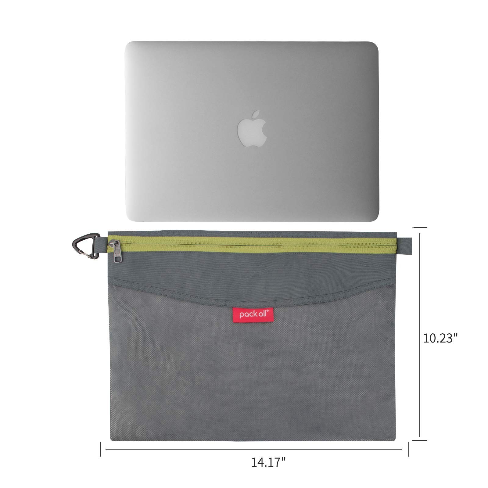 pack all Water-resistant Material Zipper Pouch, Mesh Bags Large, Grey