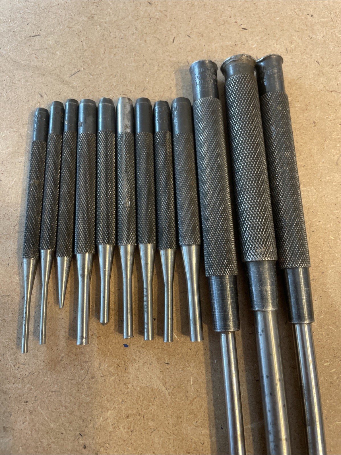 12 General Tools manual Drive Pin Punches. Some smashed heads.