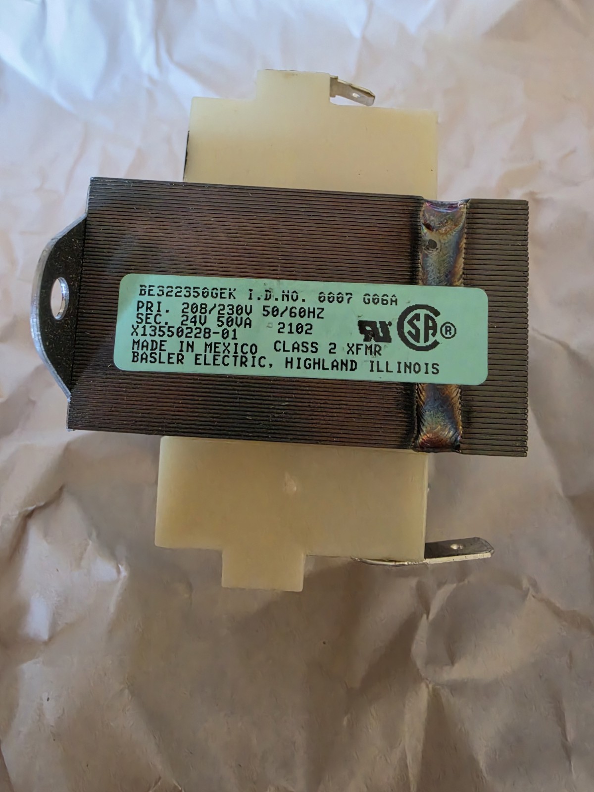 Trane TRR00548 208/230V PRI 24 SEC 50VA Transformer