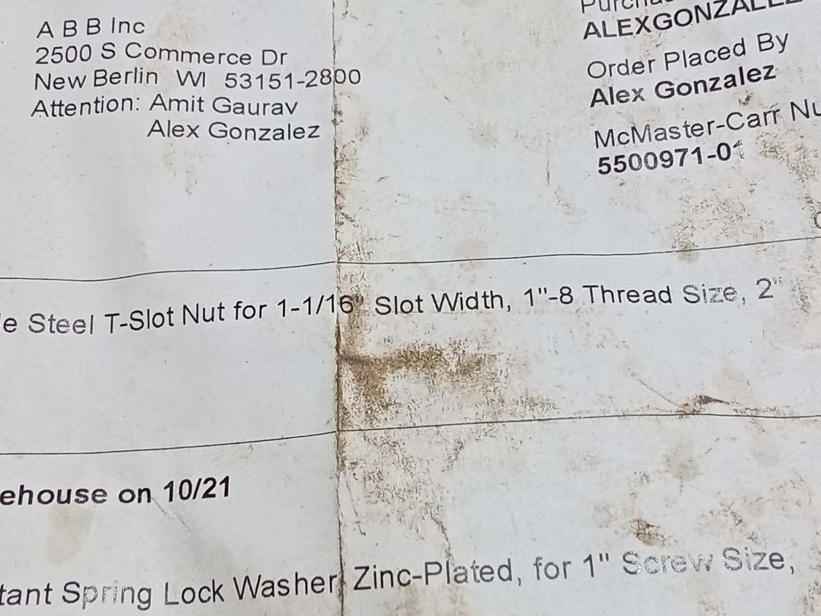 LOT OF 2 MCMASTER CARR 94750A601 FULLY THREADED BLACK-OXIDE STEEL T-NUT(M6E)