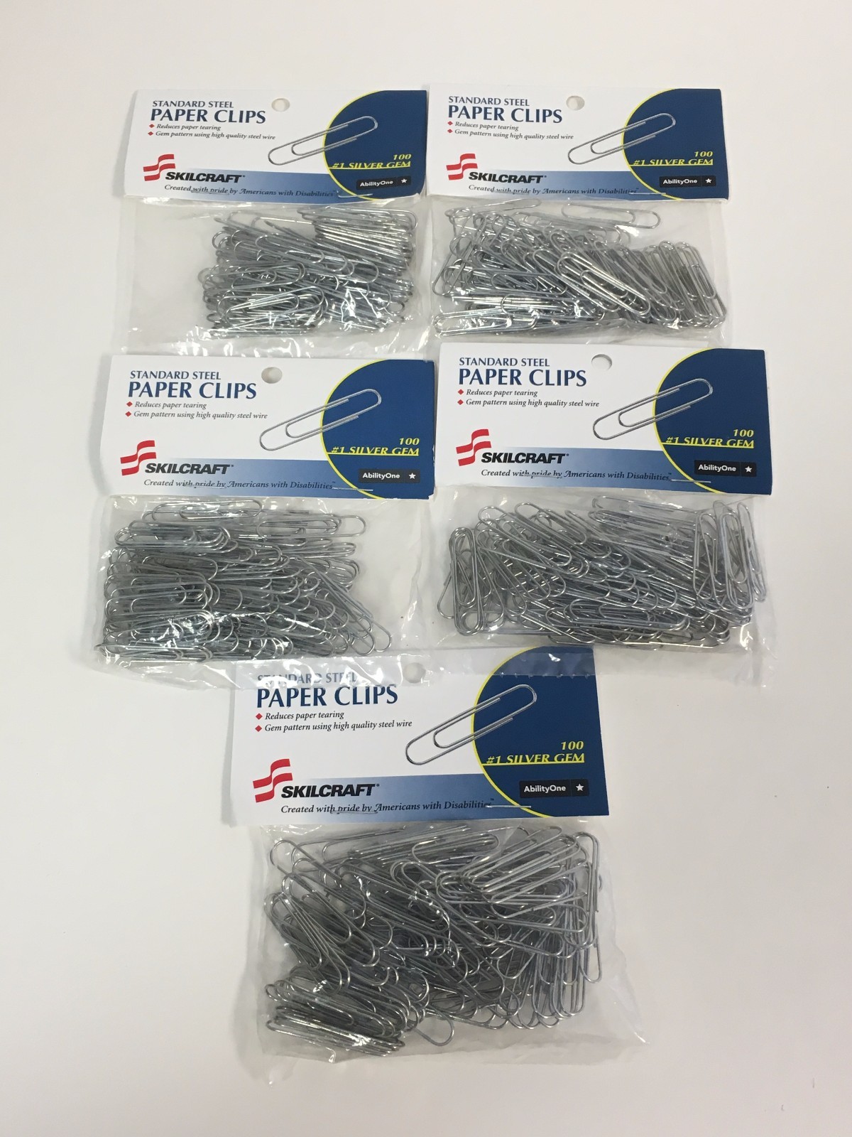 Skilcraft Standard Steel Paper Clips, #1 Silver Gem, 500 Count 7510-01-467-6738