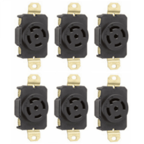 Grounding Locking Receptacle, 30A 120/208V AC, cUL, NEMA L21-30 (Pack of 6)