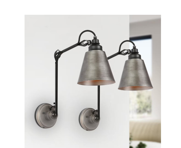Uolfin Modern Brushed Black Wall Light,1-Light Farmhouse Swing Arm Wall Lamps