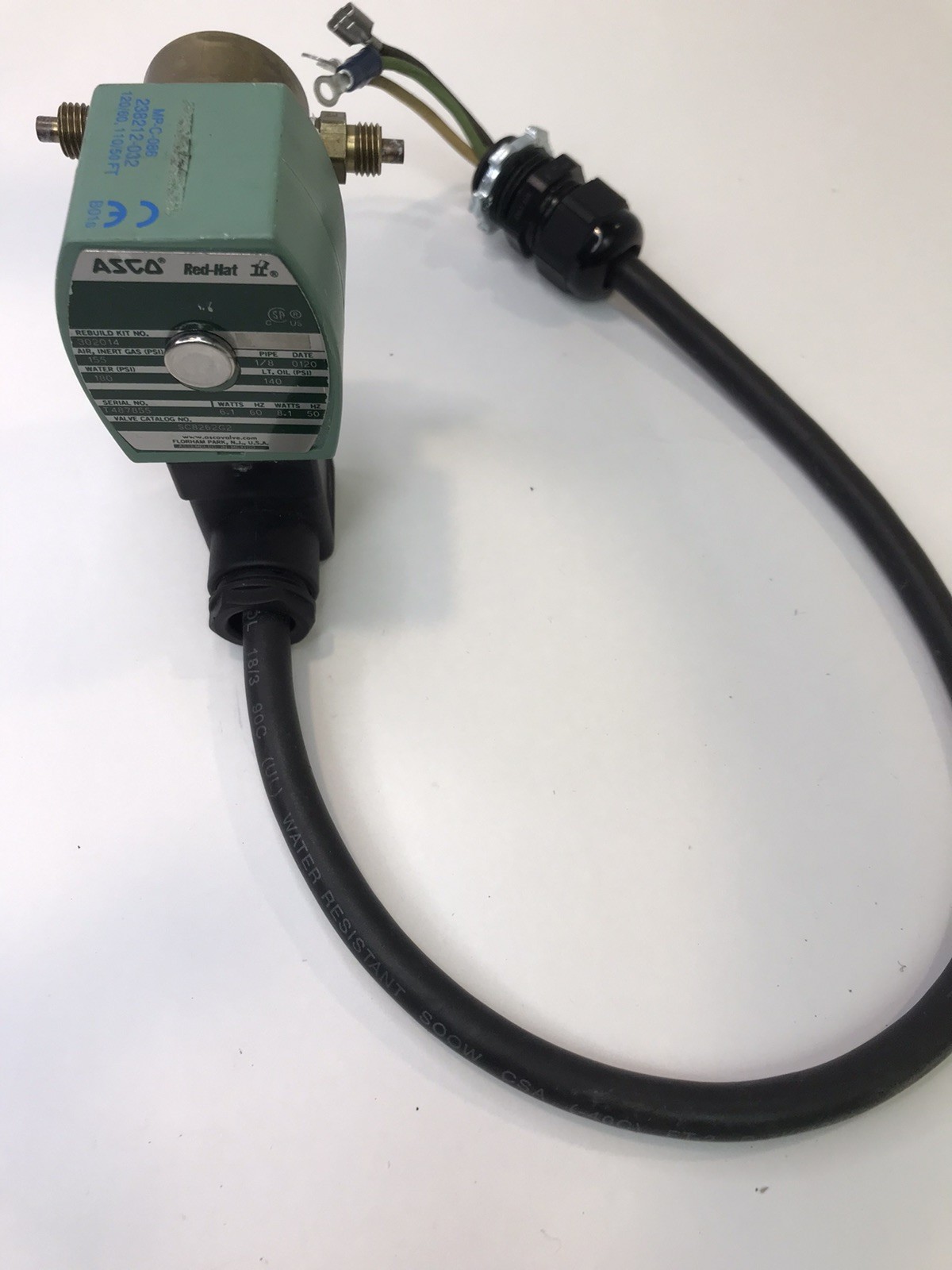 ASCO 8262G2 SOLENOID VALVE 1/8 Untested See Pictures