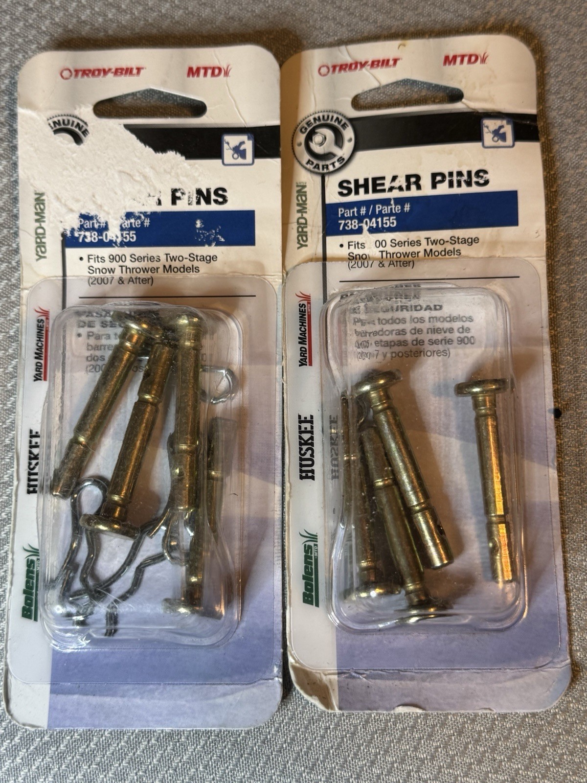 Genuine Parts 738-04124 Snow Thrower Shear Pins 2 Pack Of 4