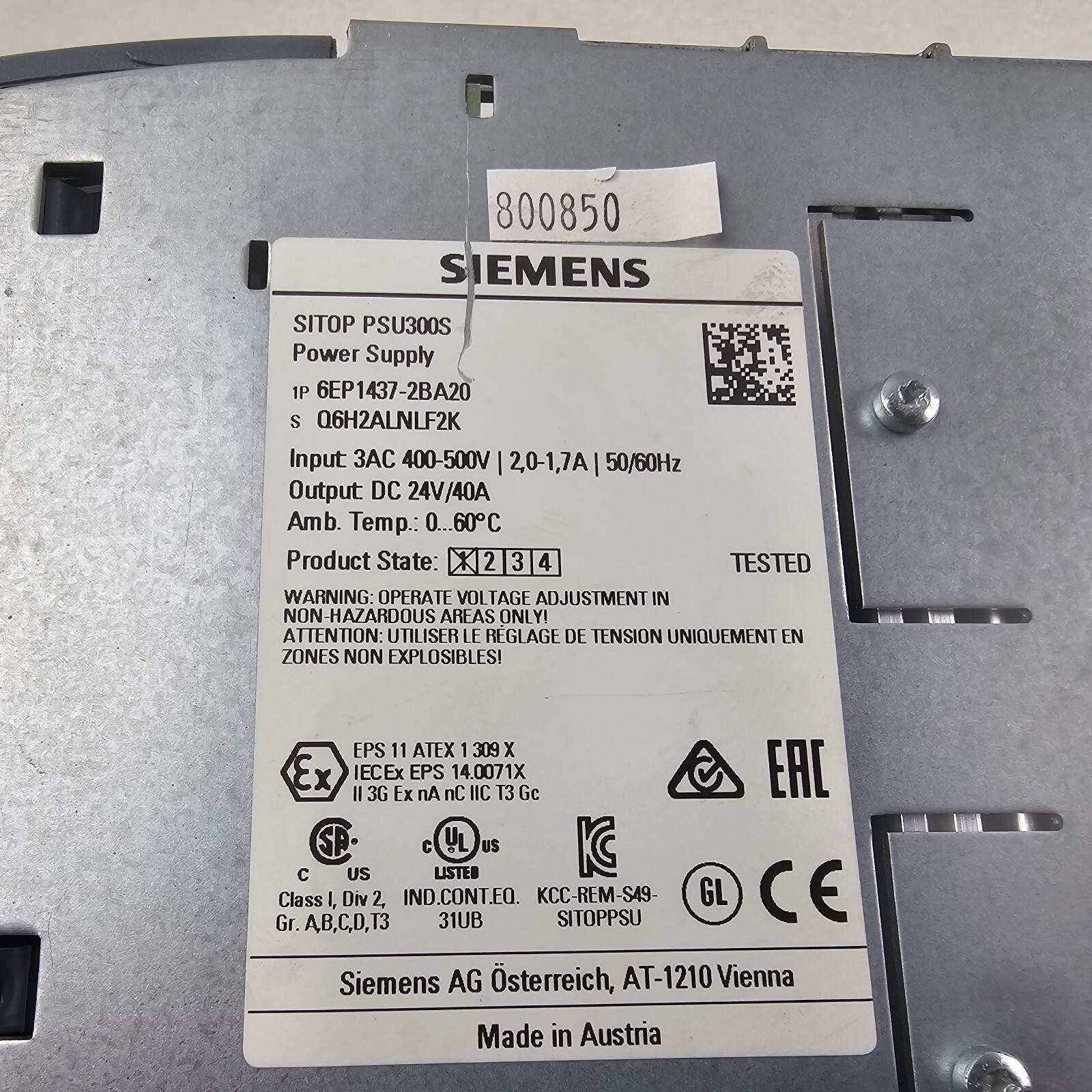 SIEMENS SITOP PSU300S POWER SUPPLY 6EP1437-2BA20
