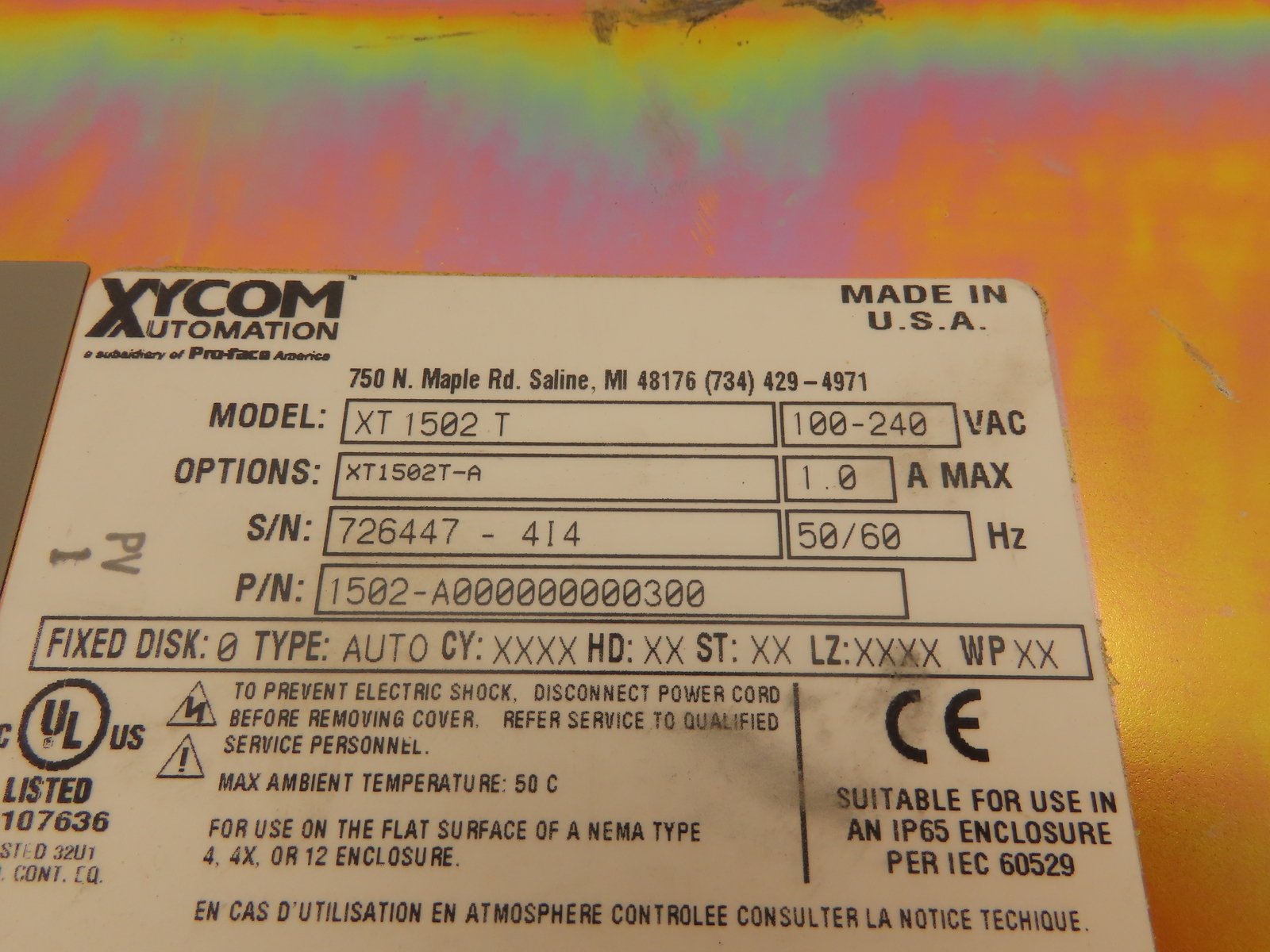 Xycom Automation Proface 1502-A000000000300 XT 1502 T Operator Interface Monitor