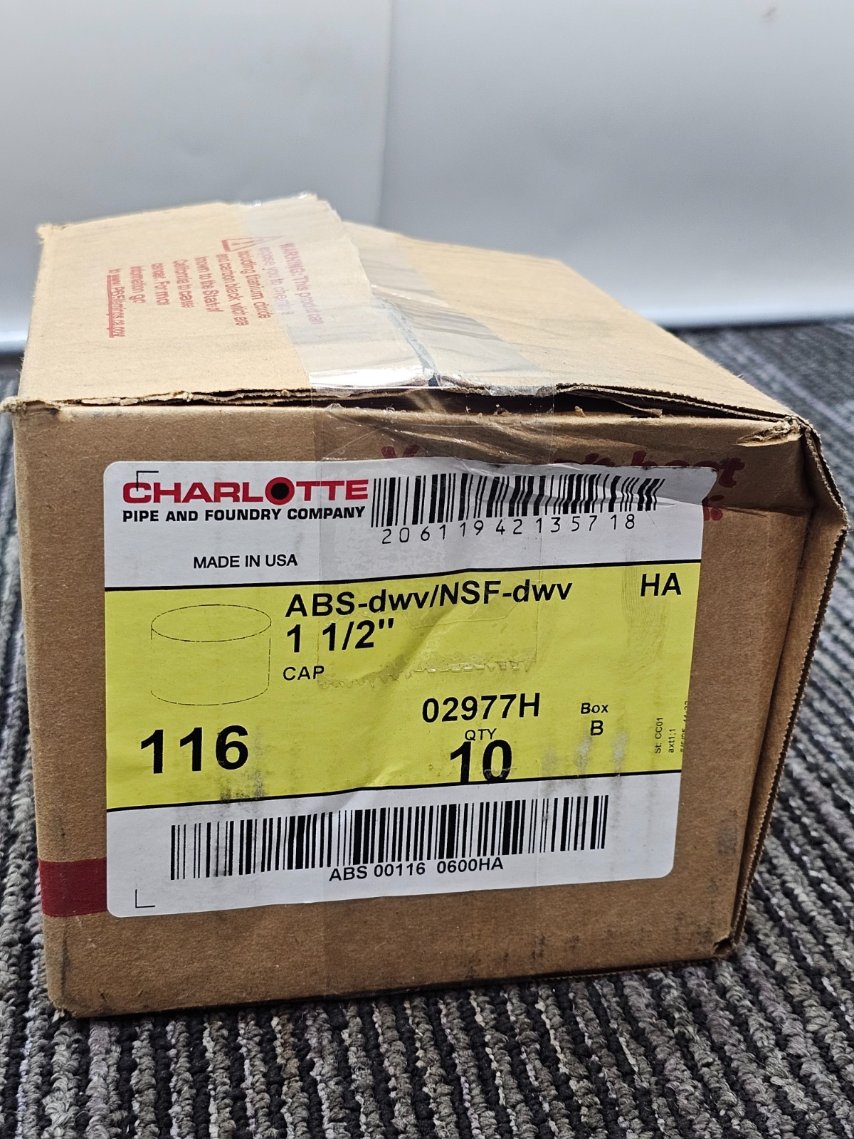 (QTY 10) CHARLOTTE PIPE 02977H 1.5 Inch Hub Cap For Plumbing Applications
