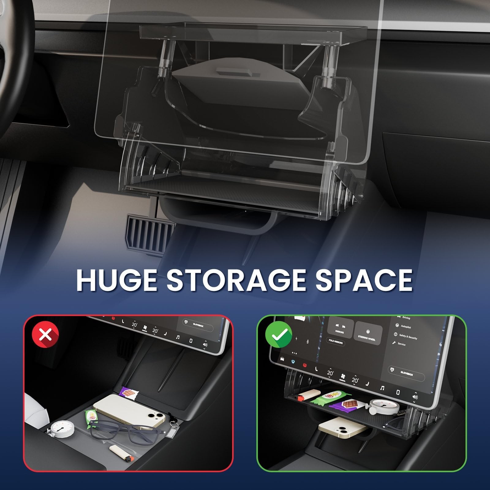 for Tesla Model Y Juniper Under Screen Storage Organizer 2025-2026/Model 3 Hi…