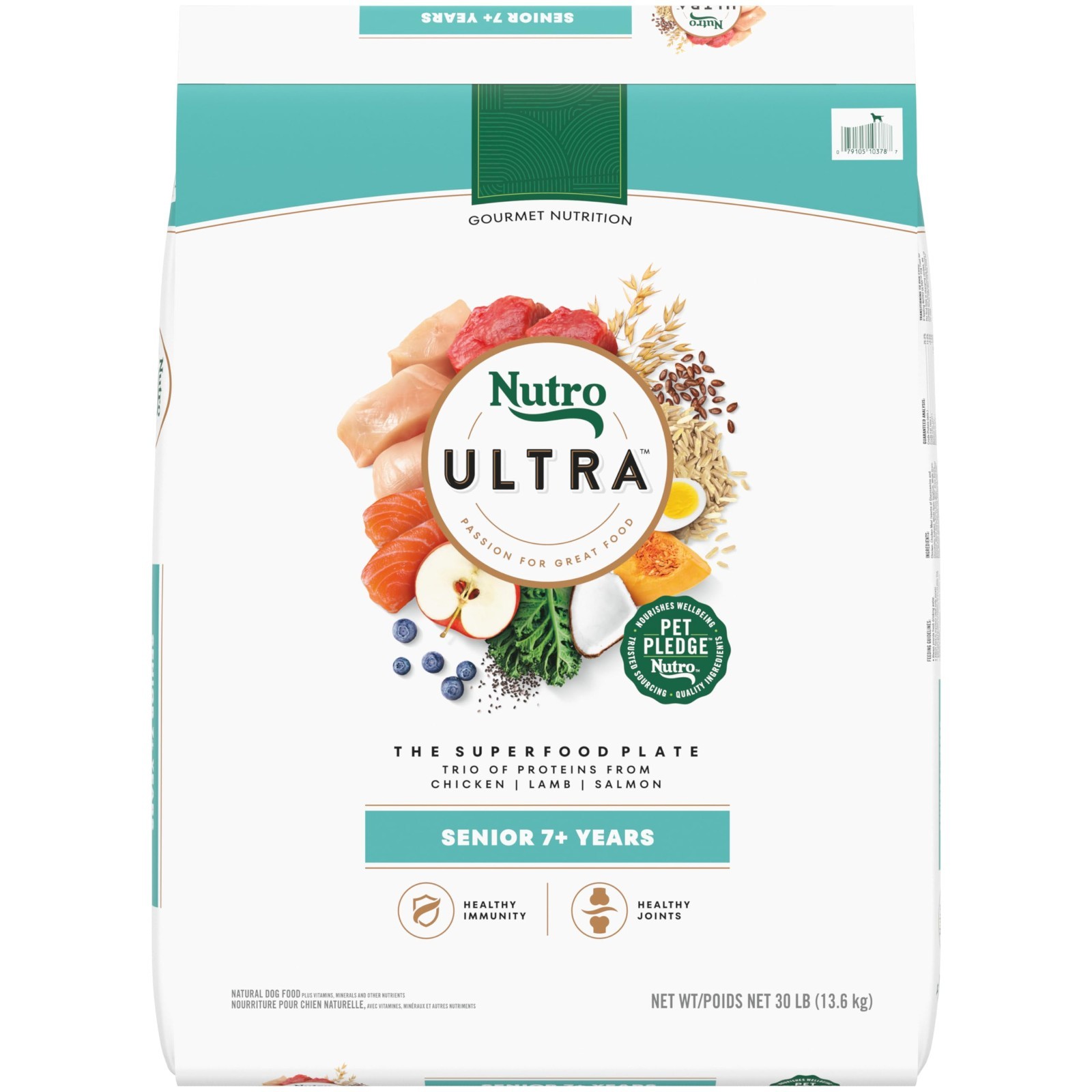 Nutro Ultra Senior Dry Dog Food with a Trio of Proteins from Chicken, Lamb, 30lb