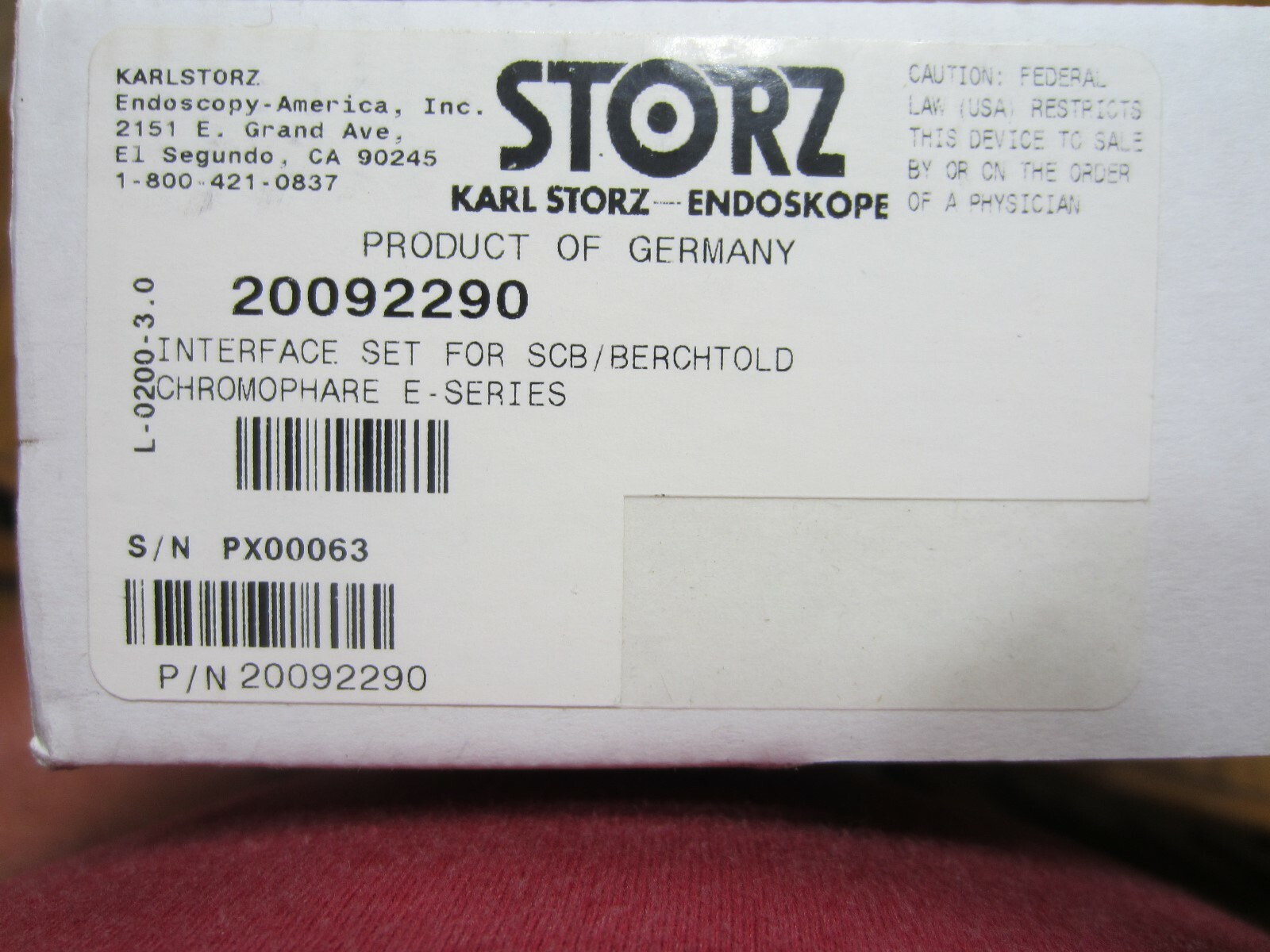 New Karl Storz 20092290 Interface SCB/Berchtold Chromophare E-Series