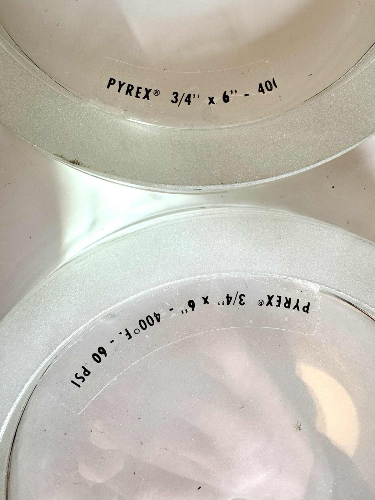 PYREX Annular Edge Sight Glass 3/4” x 6” Corning 400°F 60 PSI (Set of 2)