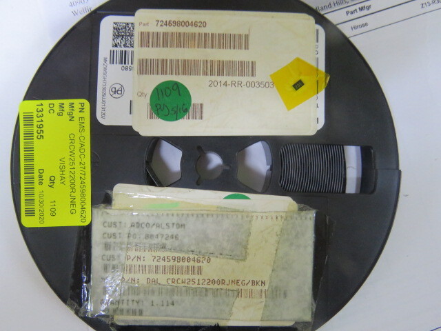 VISHAY CRCW2512200RJNEG Qty of 250 per Lot RES 2512 200 1W 5% 200PPM SM ROHS