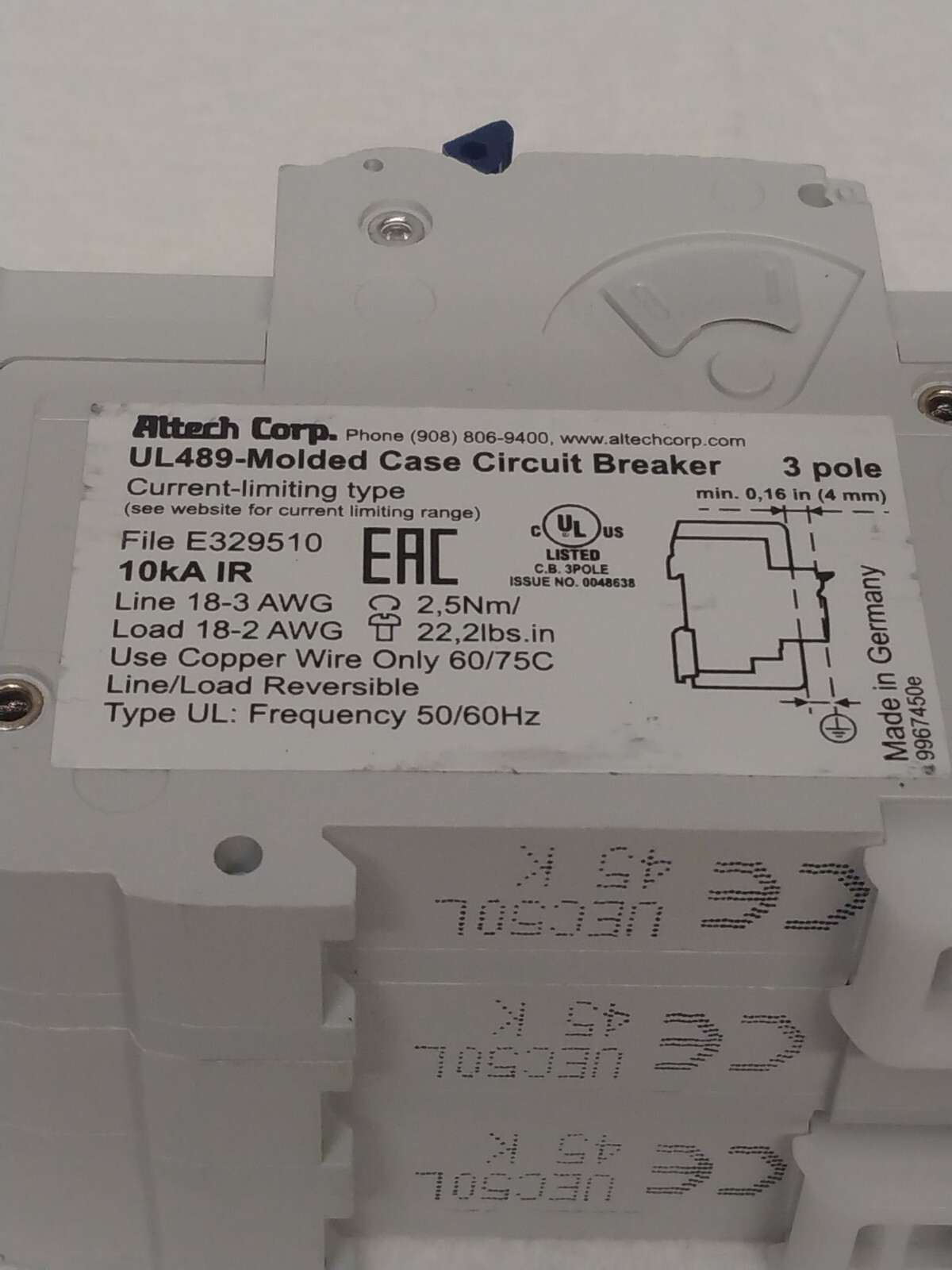 ALTECH 3C50UL C CHAR 3POLE 240VAC UL489