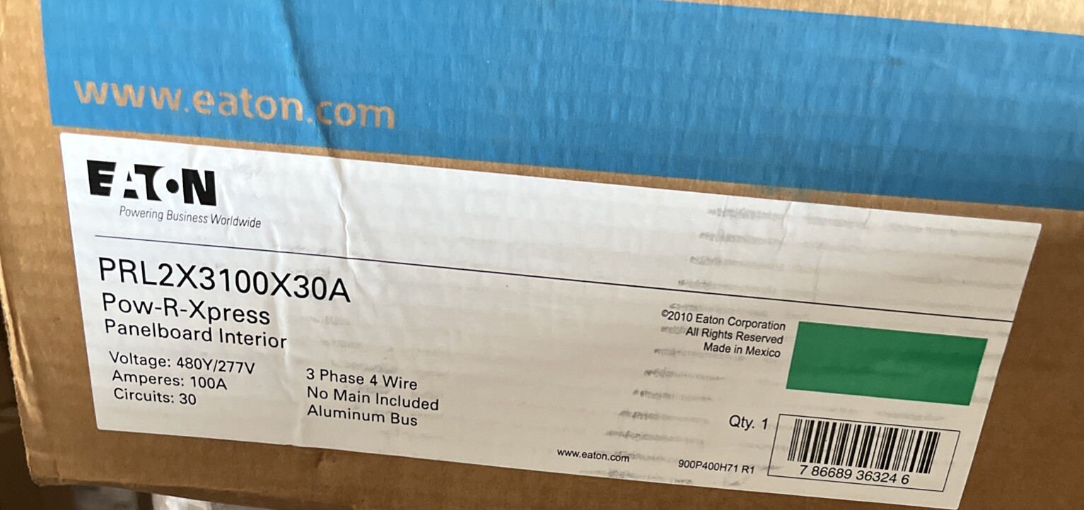 Eaton PRL2X3100X30A 408Y/277V 3P 100A 30C POW-R-XPRESS INTERIOR NIB