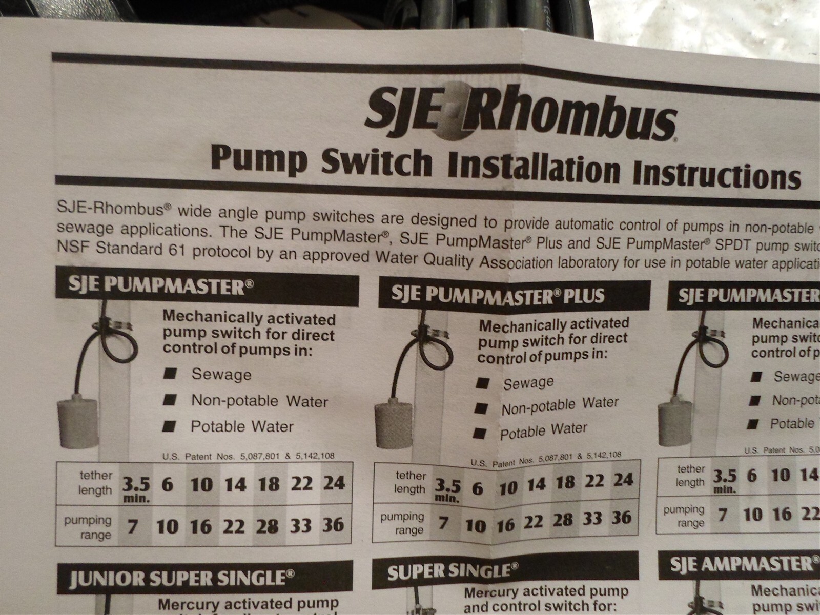 SJE Pumpmater Pump Float Switch P/N 1023521, 30 ft 230V w/ plug, SJE – Rhombus