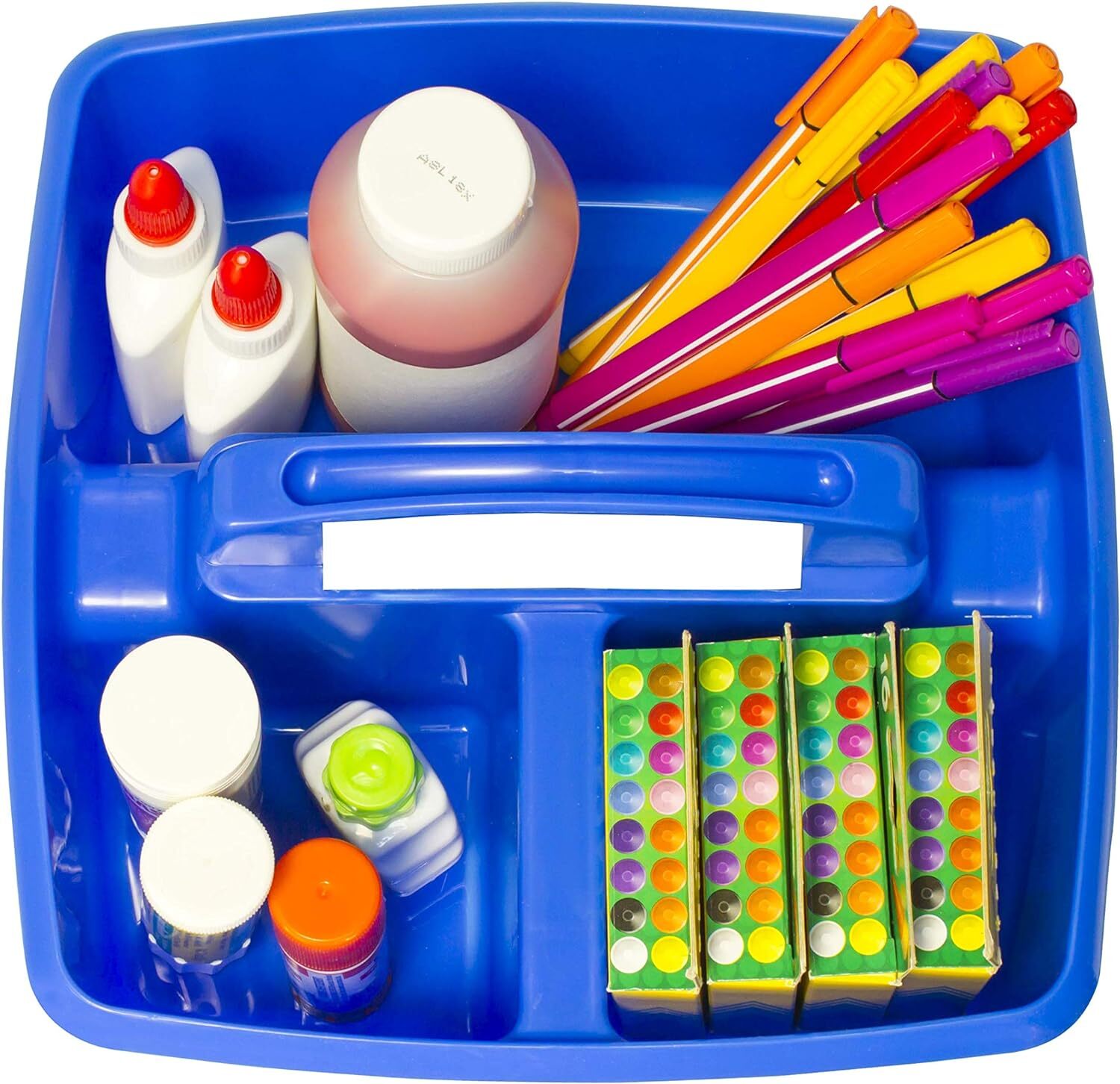 Storex 3-Compartment Small Caddy – Multipurpose Classroom Assorted Colors