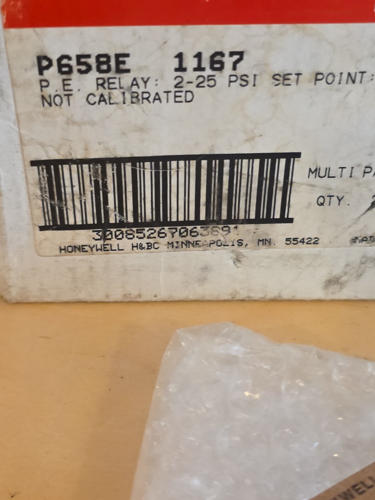 Honeywell P658E1167 Pneumatic Electric Switch 2-25 psi Replacement MPN