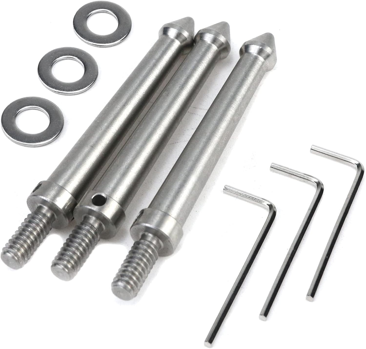 3 Pcs 1/4 Inch Stainless Steel Tripod Spike Mount Adapter 80mm