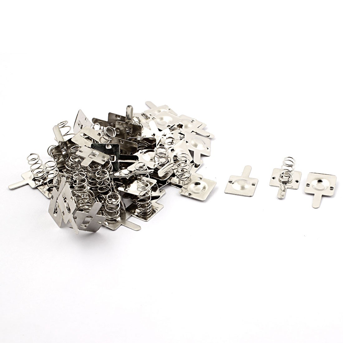 30Pack Metal AA Battery Spring Contact Lamination Plate Terminal Silver Tone