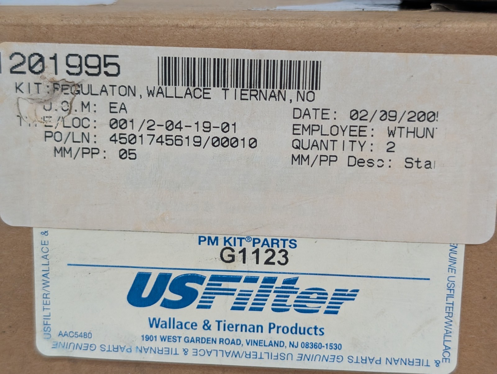 Wallace & Tiernan G1123 US Filter Industrial Trap Regulation Kit, P12470 Gasket