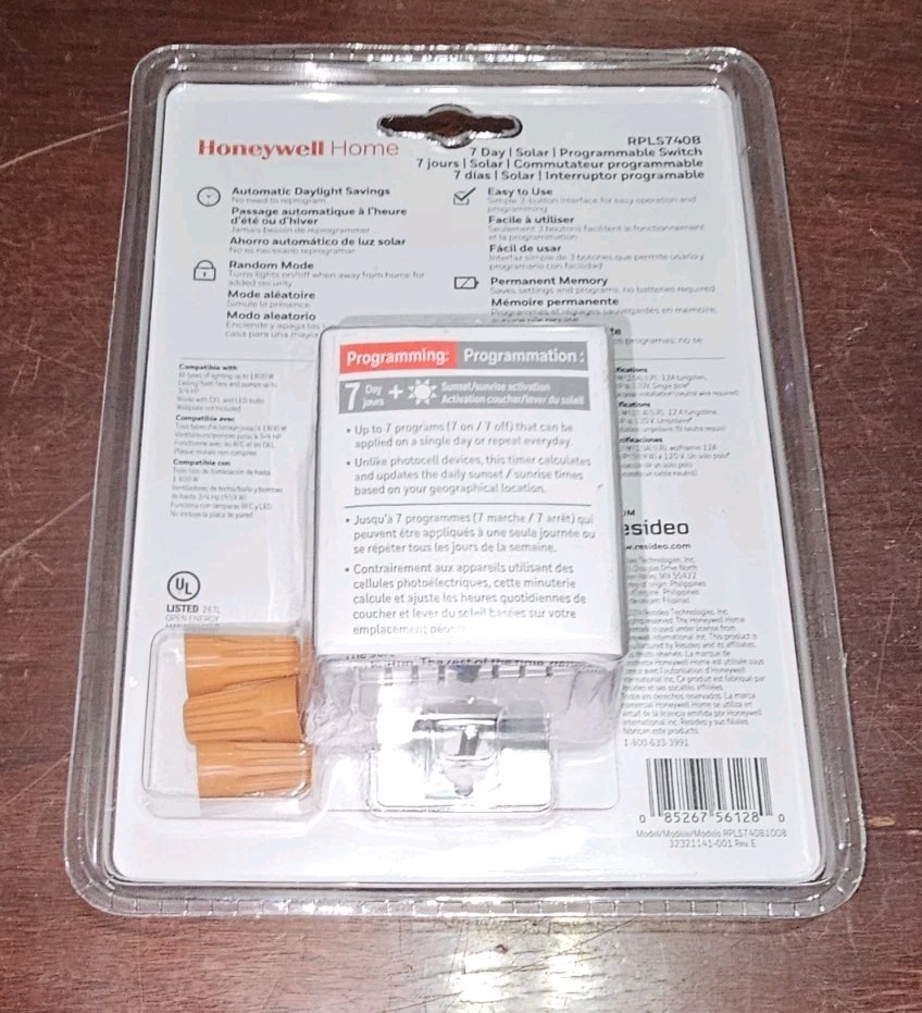 Honeywell 120-Volt 7-Day Programmable In/Out Motor & Light Switch Timer RPLS740B