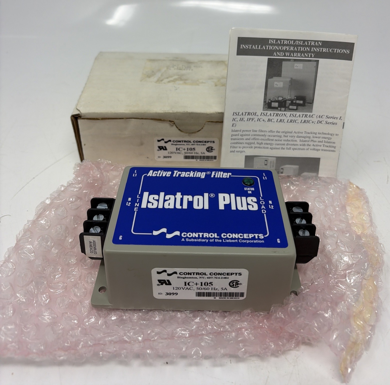 Control Concepts Islatrol Plus IC+105 Active Tracking Filter 120VAC 50-60Hz 5A .