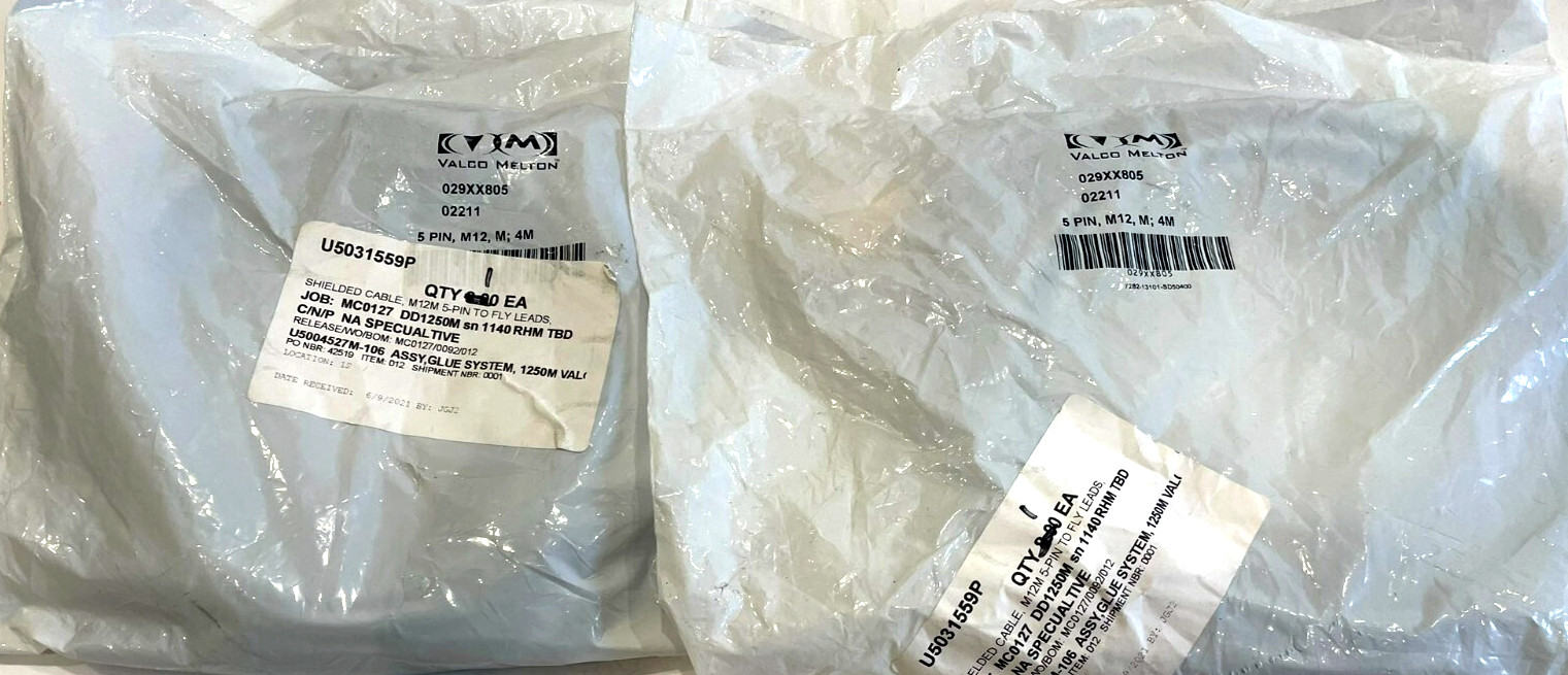 NEW VALCO MELTON 029XX805 SHIELDED CABLE M12M 5-PIN LOT OF 6