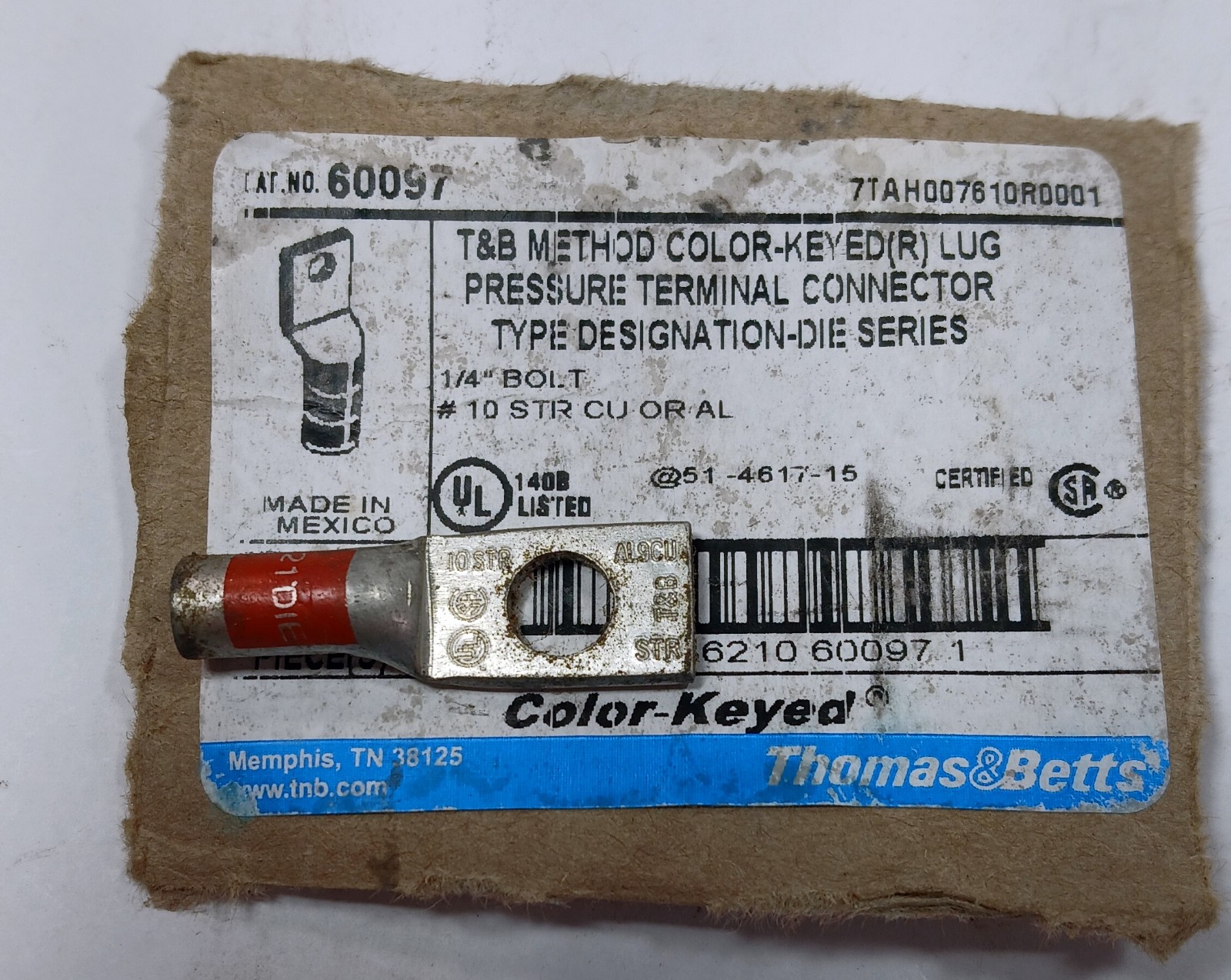 1 NEW THOMAS & BETTS 60097 1/4″ BOLT RED 21 DIE LUG NNB ***MAKE OFFER***