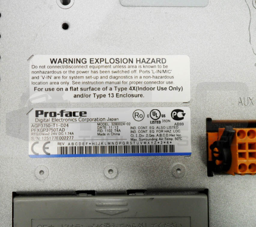 PROFACE AGP3750-T1-D24 TOUCH PANEL 24VDC 15″ **UPS RED AVAILABLE**